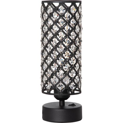 HOMCOM Lampada da Tavolo Paralume in Cristallo e 1 Porte USB Ф10.8 x 30cm (1/5)