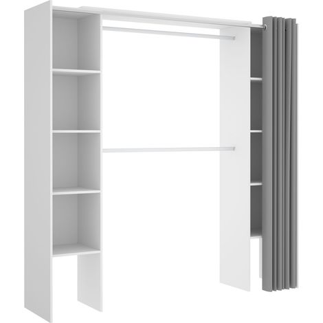 DEKIT - Kit Vestidor para dormitorio con Cortina color Blanco 205x180x50 cm Modelo SUIT (1/5)