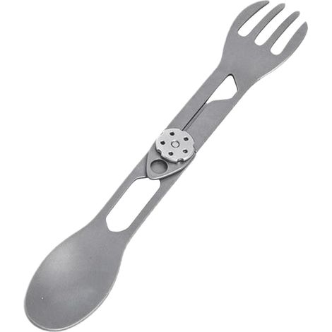 Fourchette à cuillère rotative en titane - cuillère et fourchette pliables (1/5)