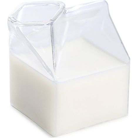 Bouteille En Verre Forme De Carton À Lait - Verre Borosilicat Haute Résistance - Pour Lait Eau Ou Boissons - 10,5 x 7 x 7 cm - 1 Pièce (1/5)