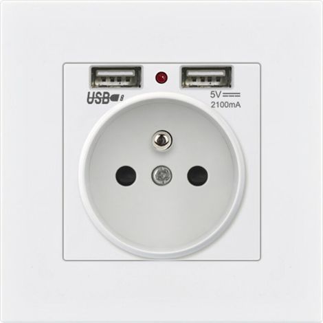 Lot de 1 Prise Encastrable Electrique Murale avec Double USB 5V/2100mA, avec 2 Ports Pratique et Manialble (1/5)