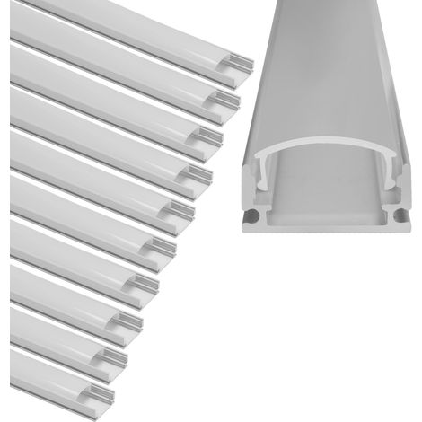Wolketon 10x1m LED Alu Profil Aluminium Profil Schiene LED Leiste LED Kanal für LED Strip Profil Modelle U-form