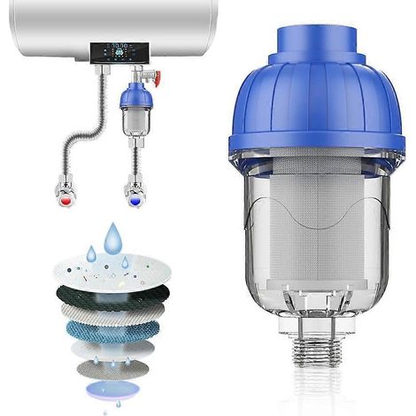 Le préfiltre du chauffe-eau, fabriqué en acier inoxydable 316, élimine efficacement les sédiments, est résistant à la corrosion et protège les équipements électriques. (1/5)