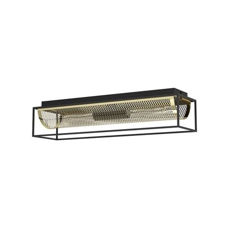 Eglo Iluminación Plafón de Techo Estilo Industrial NOHALES de Metal Negro y Latón, 2XE27 (1/5)