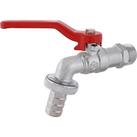 JS KUGEL-AUSLAUFHAHN,LEICHT,DN15 1/2",HEBELGR.ROT,MATT VERCHROMT (1/3)