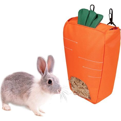 Rabbit Hay Bag,Pig Hay Bags,Carrot Shape Rabbit Feeding Bag,Small Animal Hanging Hay Bag for Rabbit Guinea Pigs Chinchilla