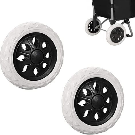 Set mit 2 Ersatz-Gummirädern für Einkaufswagen und andere Transportwagen, Kunststoffräder mit Schaumstoffpolsterung, modernes schwarzes Design, rutschfest