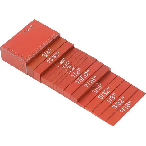 Set mit 15 Aluminium-Messplättchen, präzise Skala, farbiger Kalibrierblock für Holzbearbeitung, orange (1/5)