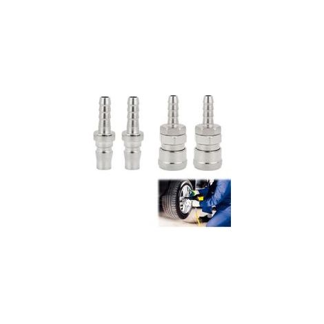 4Pcs Raccord Rapide Air Comprimé,Pneumatique d'Air Kit Compresseur,Embout Pneumatique Embout,8mm Raccord Rapide Pneumatique Coupleur,Tuyau Air Comprimé du Connecteur Mâle et Femelle (1/4)