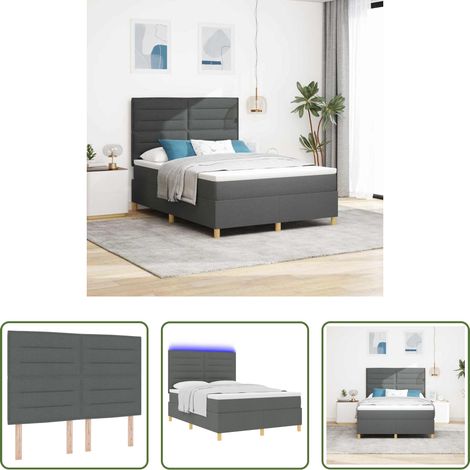 LED Beleuchtung - LED Boxspringbett mit Matratze Dunkelgrau 140 x 200 cm Stoff (1/5)