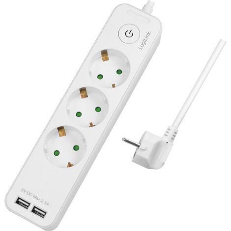 LOGILINK - CIABATTA ELETTRICA CON INTERRUTTORE E PROTEZIONE IP20, LUNGHEZZA CAVO 1,5 M, COLORE: BIANCO 3+2 -FACH BIANCO (1/3)