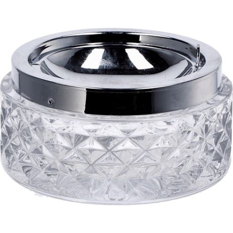 Regalo Italiano Posacenere a Molla in Vetro e Metallo D 12 Cm H 6 Cm