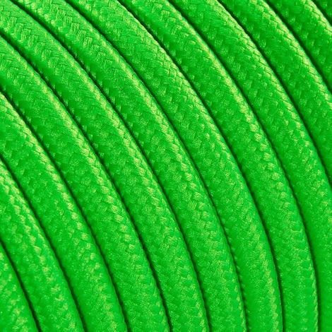 Fil Électrique Tissu Vert Fluo 2x0,75mm² - Câble Électrique Textile de Qualité