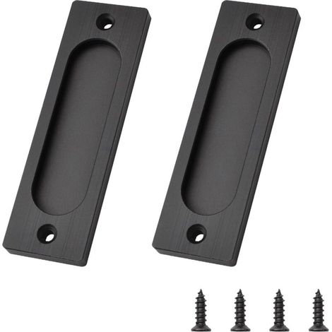Rechteckiger Schiebegriff aus gebürstetem Aluminium, 100 mm, für Schiebetüren oder Scheunentüren, 2er-Set