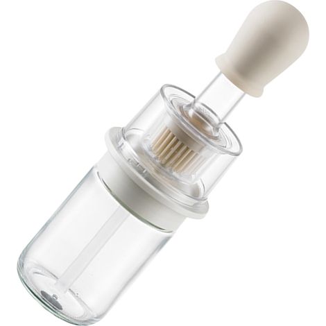 Flacon distributeur d'huile 2 en 1 résistant à la chaleur réservoir portable économique avec pinceau silicone souple pour crêpe barbecue blanc (1/5)