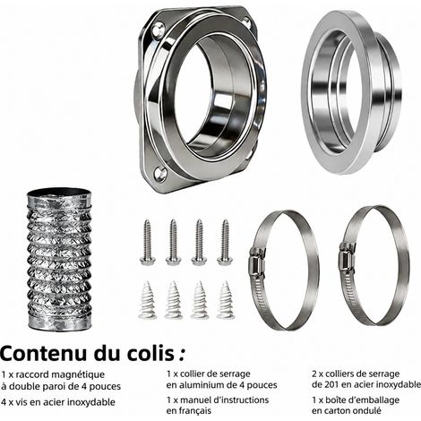 Connecteur magnétique bilatéral pour conduit de sèche-linge 4 pouces DV180 5 1120 kg – Livraison gratuite