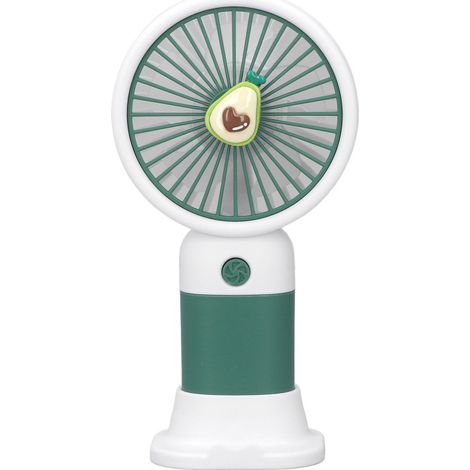 Ventilateur de poche portable, petit modèle, motif fruit, rechargeable par USB, idéal pour les déplacements et les voyages. Couleur : vert avocat. (1/5)