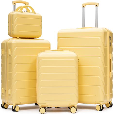 Voyage serein : set de 4 valises rigides ABS avec vanity, 4 doubles roues 360° et cadenas à code, pour cabine et soute (1/5)