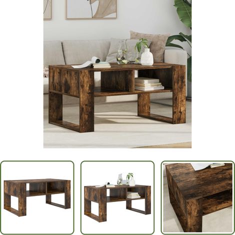 Bois d'ingénierie - Table basse Chêne fumé 92 x 53 x 45 cm Bois d'ingénierie (1/5)