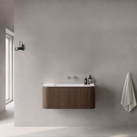 Mobile Bagno 100 cm Sospeso Rovere Medio Senza Specchio - Nooma (1/5)