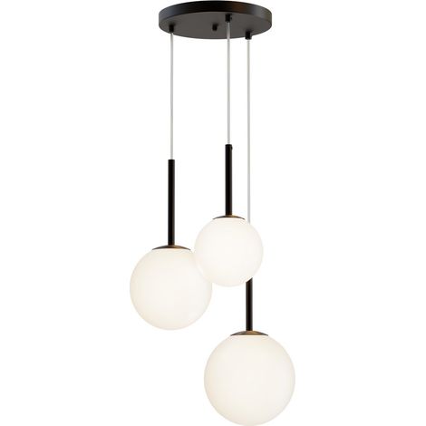 Maytoni Lampadario Minimalista Basic Form 3 luci E14 nero metallo diffusore vetro bianco (1/5)