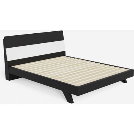 Letto matrimoniale 160x200cm design in legno moderno testata doghe Landeck King - Nero