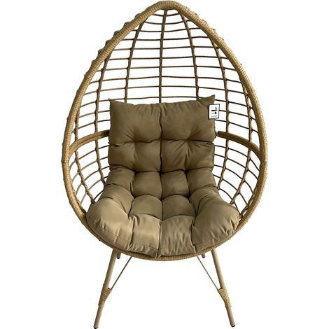 PE Rattan Egg Teardrop Cuddle Chair - Nature (1/5)