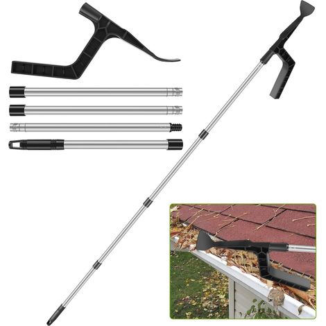 Dachrinnenreinigungswerkzeug, Dachrinnenreiniger, Reinigungslöffel und -schaufel mit Haken, Gewindedesign, Abfluss, Dachrinnenreinigungswerkzeug (1/5)