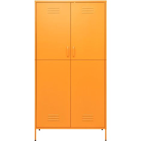 Armoire en Acier Jaune Moutarde 90x50x180 cm - Placard de Rangement Métallique Robuste pour Chambre et Bureau (1/5)