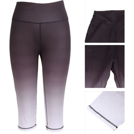 Pantalon de Yoga Femme Taille Haute Noir Effet Fessier Minceur Fitness Dégradé (1/5)
