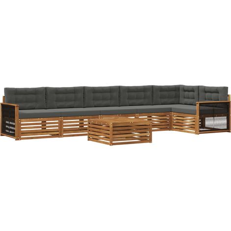 Set di divani da esterno 7 pz Naturale e Antracite vidaXL (1/5)