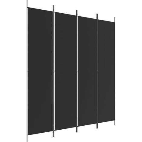 vidaXL 4-Panel Room Divider Black 200x220 cm Fabric