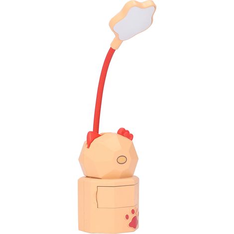 Lampe de bureau LED rechargeable par USB, lumière chaude, design mignon de dessin animé, protection des yeux, avec boîte de rangement, jaune (1/5)