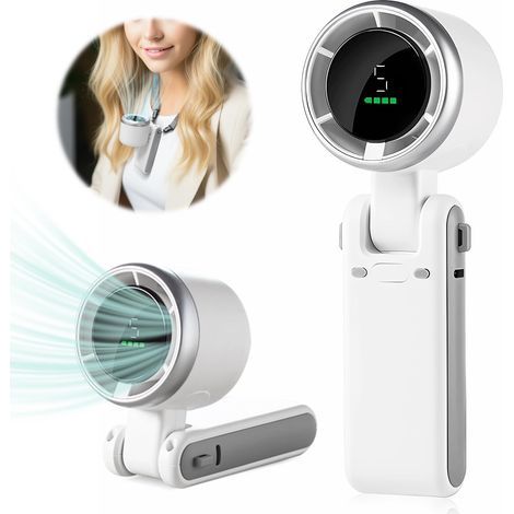 Mini ventilateu tubo potable echageable pa USB avec 5 vitesses, batteie 3600 mAh et vitesse de 15 000 t/min, jusqu'à 12 heues de tavail, ventilateu de efoidissement pesonnel pliable 3 en (1/5)