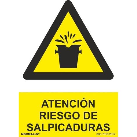 Señal Atención Riesgo de Salpicaduras SEKURECO                         100 x 150 mm                          ADHESIVOS DE VINILO (1/2)