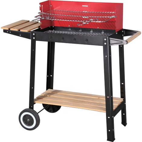 Barbecue a carbonella con struttura in acciaio e ruote. (1/2)