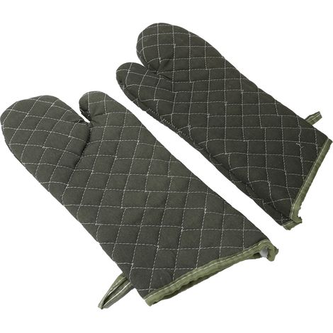 Gants de cuisine résistants à la chaleur en coton épais pour four électrique - Accessoire de pâtisserie vert (1/5)