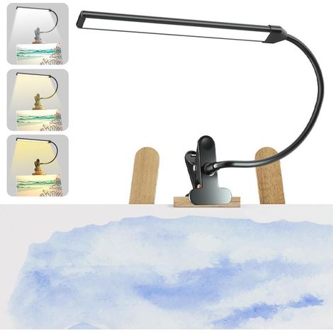 LED Clip Desk Lamp for Artists,3 Color Modes,10 Levels Brightness,300lm Reading Light for Painting and Drawing with Flexible Arm,USB Powered (1/5)