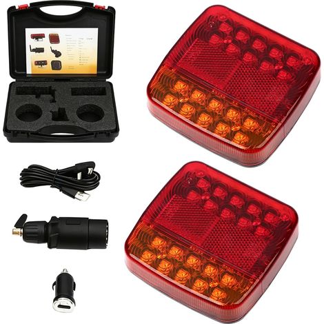 Trailer Tail Lights Wireless Magnetic Lighting LED Set with 7 Pin Plug, Rear Light Trailer Set with Indicator, Brake Light, Position Light & Number Plate Light for Truck, Tractor, Caravan (1/5)