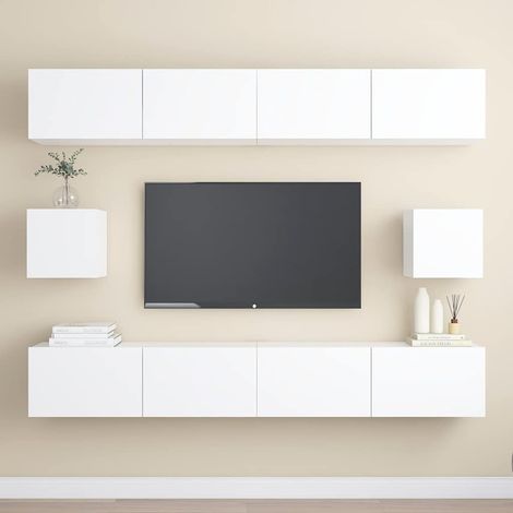 Ensemble de meubles TV 6 pcs pour Salon - Armoire TV Blanc Aggloméré BV844785 - BonneVie (1/5)