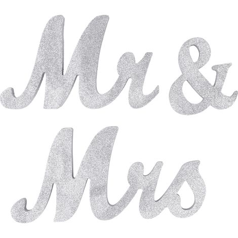 Plaque Murale 'Mariés' en Bois Argenté - Décoration Noces, Anniversaire et Intérieur - Accessoire pour Photos de Mariage (1/5)