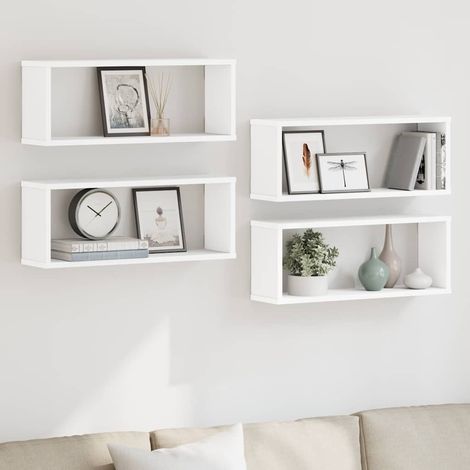 vidaXL Estante cubo de pared 4 uds contrachapado blanco 60x15x23 cm (1/5)