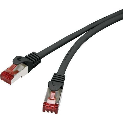 Câble réseau RJ45 CAT 6 S/FTP 0,15 m noir – connecteurs dorés, verrouillage cliquet, ignifuge – 1 pièce (1/4)