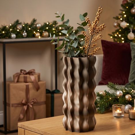 Vaso in ceramica stampata in 3D colore marrone e beige per decorazioni natalizie (1/3)