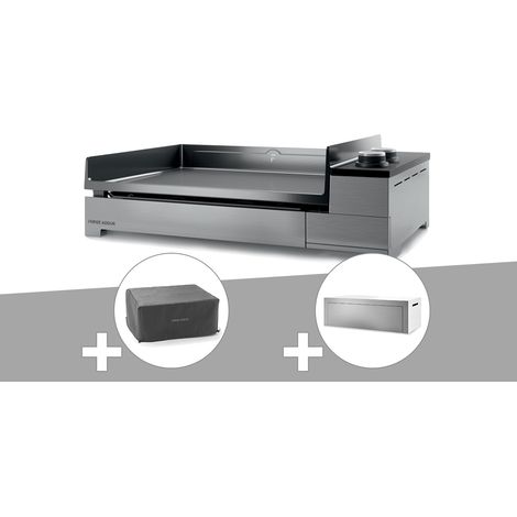 Plancha électrique Premium 60 inox avec housse et couvercle - Forge Adour