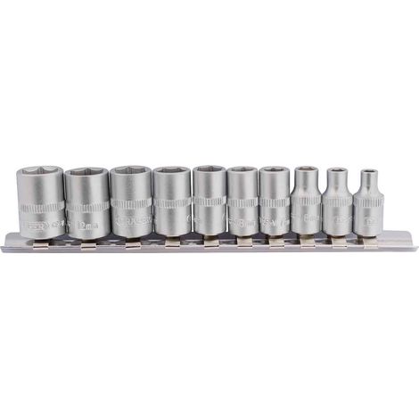 Draper BD10MM 1/4in Sq Dr Metric Sockets on Metal Rail 10 piece