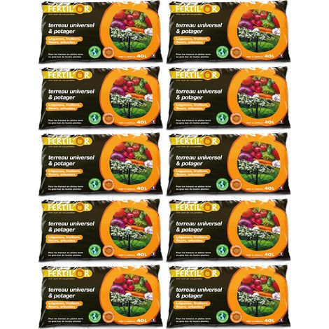 Terreau universel et potager pleine terre ou bac 40 litres Lot de 10