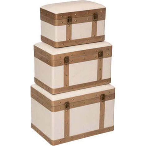 Lot de 3 Malles Vintage "Norah" 50cm Lin (1/5)