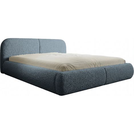 DELORA - Lit coffre tissu chenille Bleu 180x200cm (1/5)