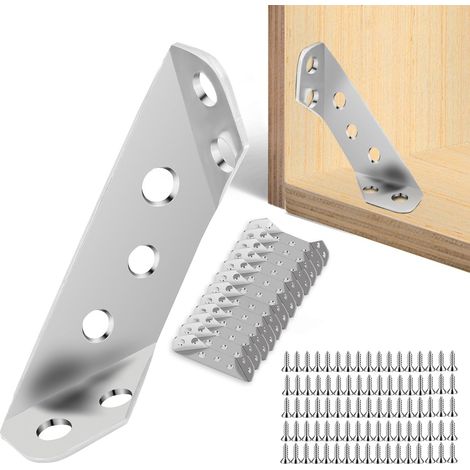 CSPARKV 12 Stück Metallklammern, Eckstreben, Eckstreben, dreieckige Metallklammern aus Edelstahl, geeignet zum Verstärken und Verbinden von Schränken (Silber) (1/5)